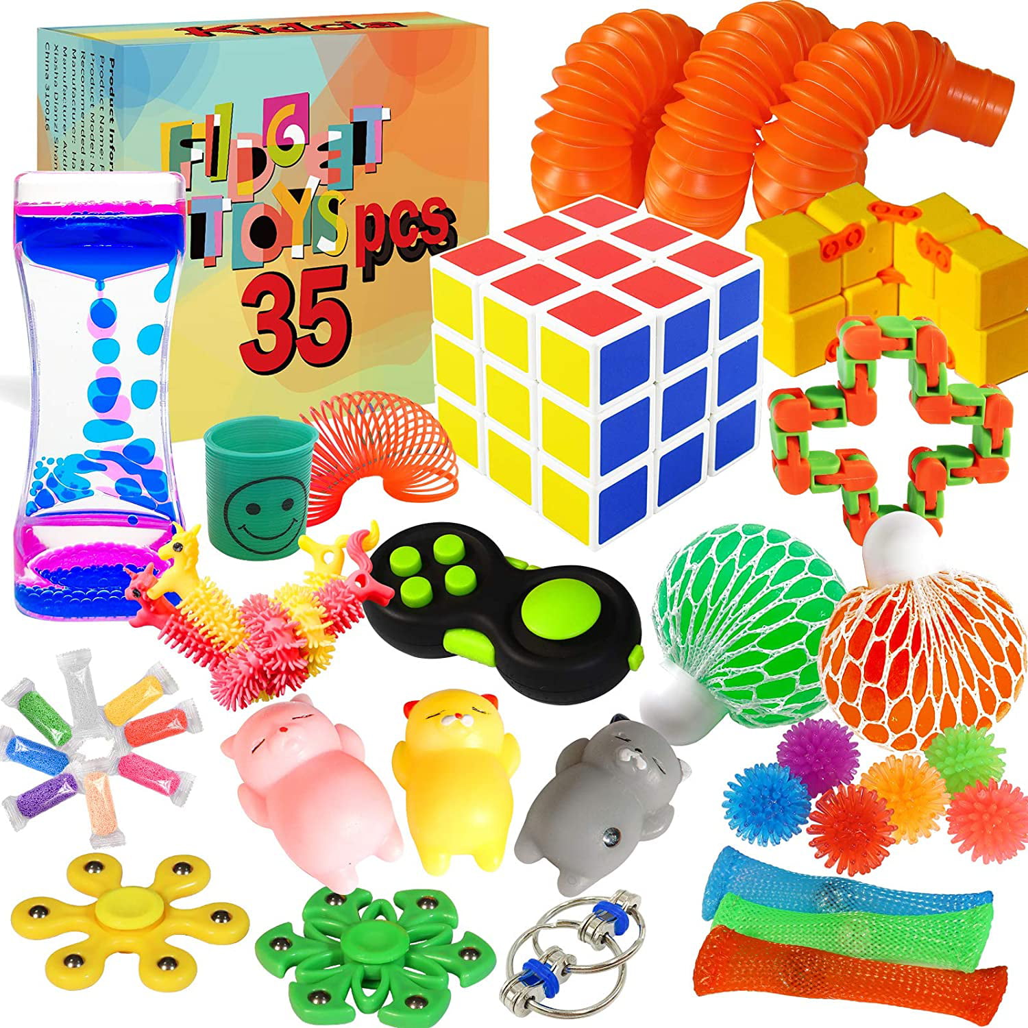 34 Pcs Sensory Fidget Toys Pack Classroom Rewards Kids Party Favors Stress Relief and Anti-Anxiety Toys for Kids Children Adults ADHD ADD Anxiety Autism Perfect for Childrens Day Gift 