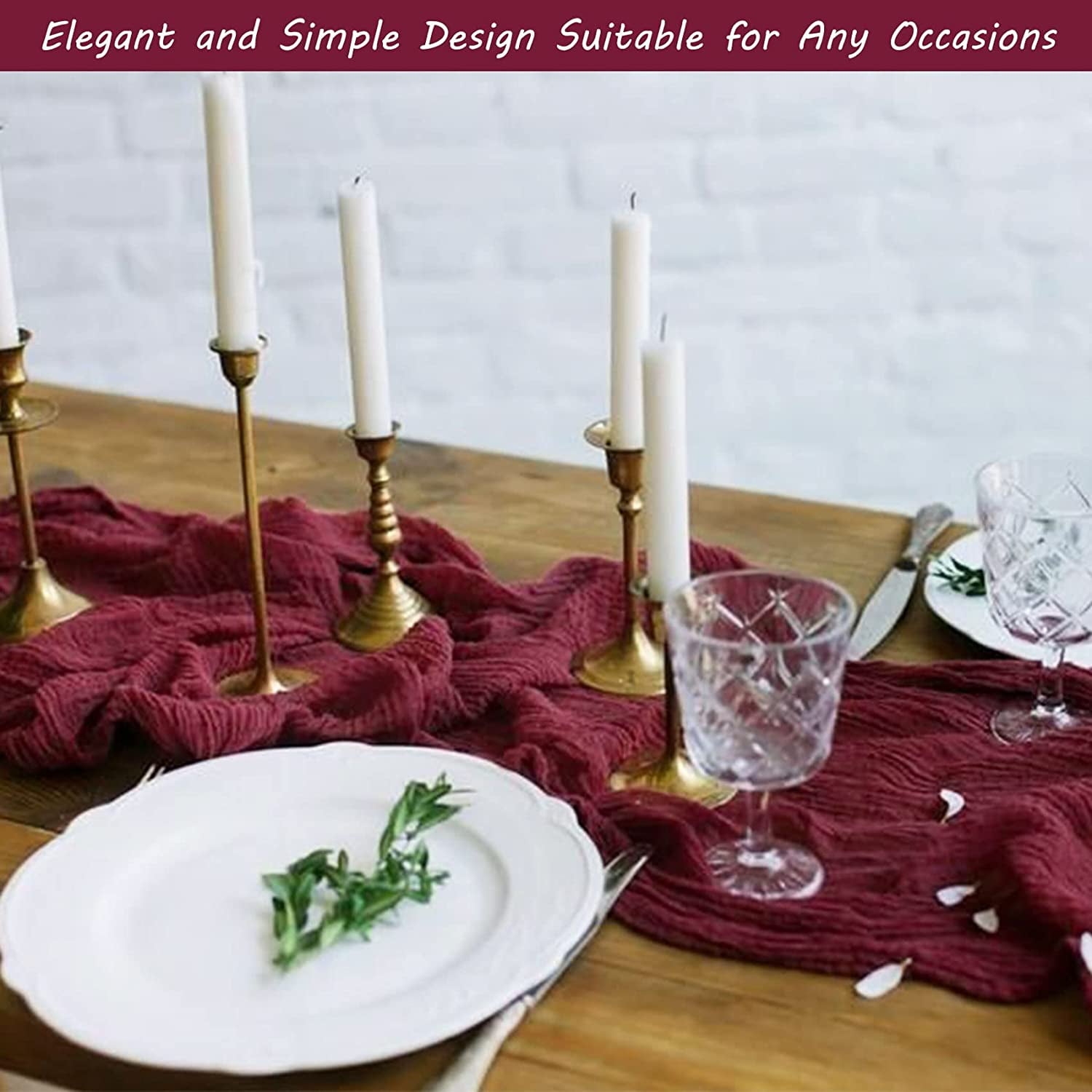 Wehilion 12PCS Cheesecloth Table Runner Boho Gauze Table Runner Cheese Cloth Long Table Runner Rustic Table Runner for Wedding Bridal Shower Birthday Party Table Decor