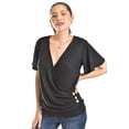 thumbnail image 1 of Blusa cruzada con botones Roman Fashion /Juvenil, 8074 (Negro) negro M, 1 of 4