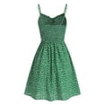 thumbnail image 2 of ZAFUL Women Ditsy Floral Tie Ruffle Front Spaghetti Straps Dress Green XL, 2 of 6
