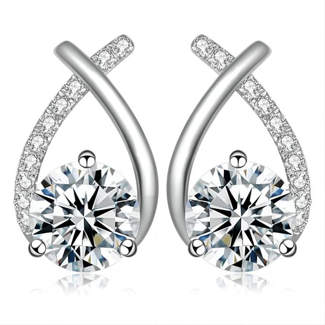 Pendientes Tunzug Moissanite de plata 925 chapados en oro de 18 quilates para mujer