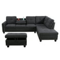thumbnail image 2 of L-Shaped Modular Sectional Sofa with Ottoman Storage & Nail-Head Trim – Reversible Cup Holder Console, Multi-Functional Living Room Furniture, 2 of 4