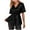 Black, variant on Sequin Tops for Women Party Night Elegant Sequin Top V Neck Tie Front Short Bell Sleeve Shirts Peplum Tops Blouse Black XL