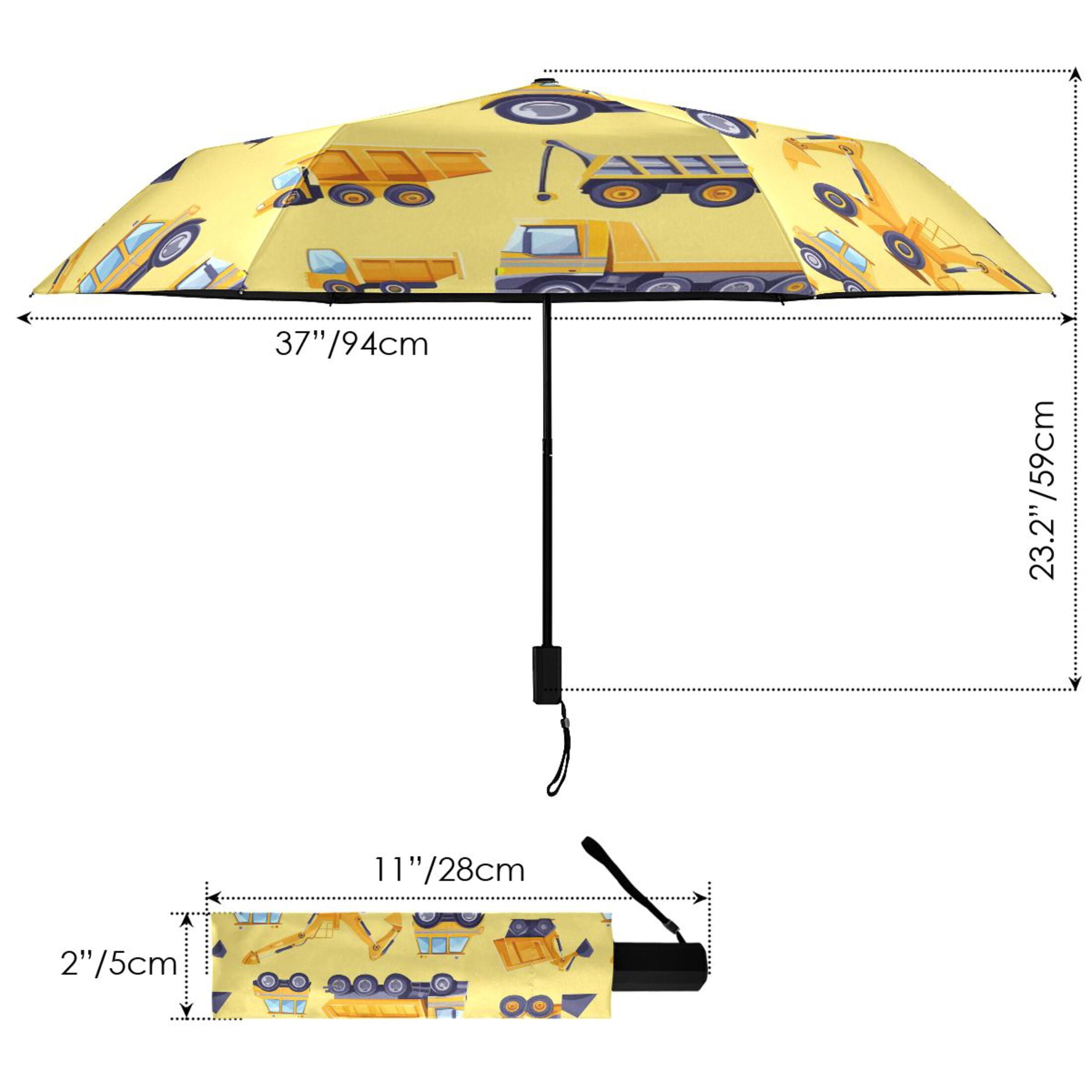 Backhoe Excavator Dump Truck Compact Sun Umbrella Windproof Travel Umbrellas for Rain Strong Portable UV Protection