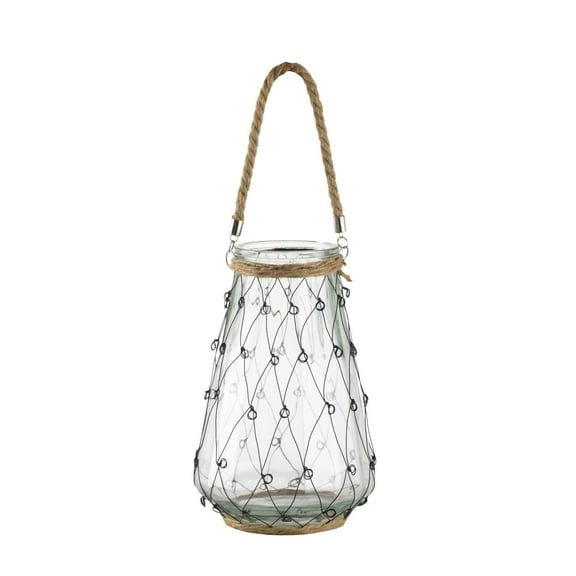 A & B Home Transitional Teardrop Clear And Black Vase With Handle 77652