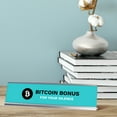 thumbnail image 2 of Bitcoin Bonus For Your Silence, Bitcoin Silver Frame, Desk Sign (2x8”), 2 of 3