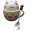 thumbnail image 2 of Taza Doble de Cerámica HappyWare Kawaii Corazones con Cuchara, 2 of 3