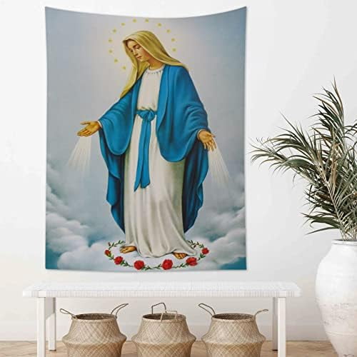 HVEST Christian Tapestry Virgin Mary and Jesus Christ in Paradise