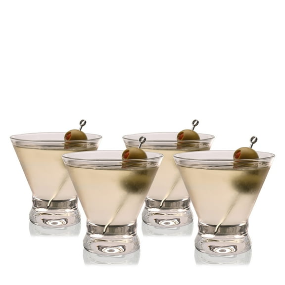True Stemless Martini Glasses Set of 4 for Wedding Gifts, 8 oz, Set of 4