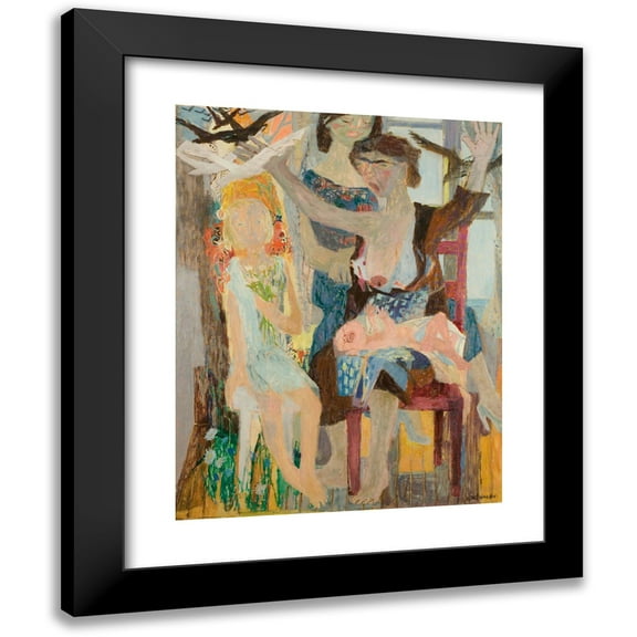 Else Hagen 12x14 Black Modern Framed Museum Art Print Titled - Family (1950)