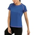thumbnail image 6 of LELINTA Women's Plus Size Short Sleeve Women Quick Dry Slim Fit Yoga Tops Activewear Sports T-Shirt Pink/ Blue/ Grey, S-3XL, 6 of 7