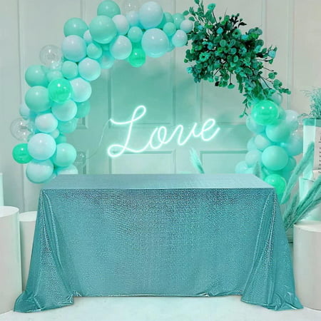 

Sequin Tablecloth for Parties 52x70 Inch - Sparkle Glitter Table Cloth Laser Rectangle Table Cover Overlay for Wedding Baby Shower Ceremony Birthday Cake Table Holiday Banquet Decor Teal