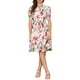 thumbnail image 1 of INSPIRAR CHIC Vestido Midi Floral de Manga Abullonada con Cuello Peter Pan de Cintura Alta en S Beige Rojo, 1 of 6