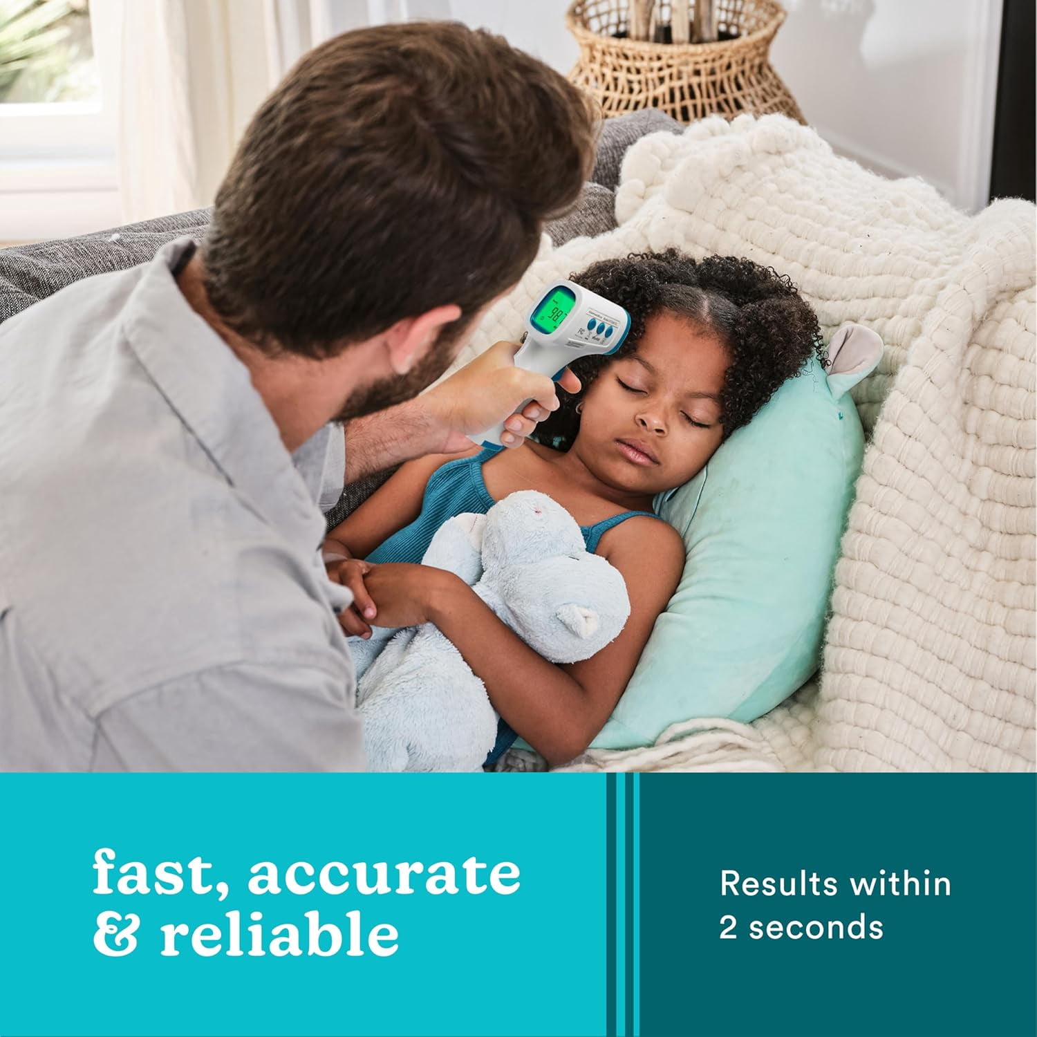 Homedics Non-Contact Digital Infrared Forehead Thermometer for Adults and Kids, Fast Accurate Results, High-Fever Alert with 4-in-1