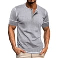 thumbnail image 1 of SOMOWI Men's T Shirts Spring Short Sleeve Solid Color Letter Stripe Stitching Grey Fall Tops Trendy L, 1 of 9