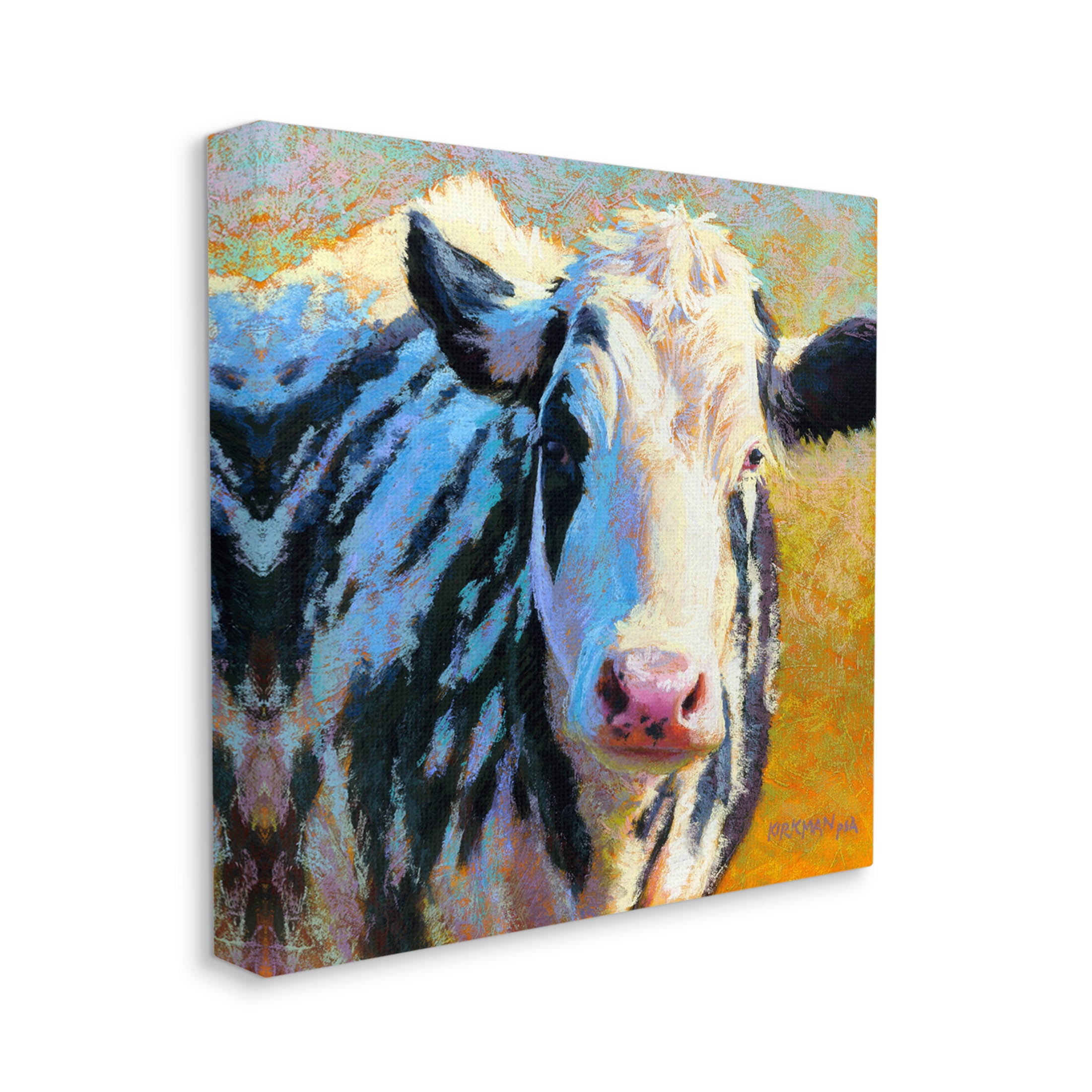 Spotted Cow Animal Portrait Animals & Insects Painting Gallery Wrapped Canvas Print Wall Art