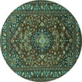 thumbnail image 1 of Ahgly Company Indoor Round Persian Turquoise Blue Traditional Area Rugs, 6' Round, 1 of 4