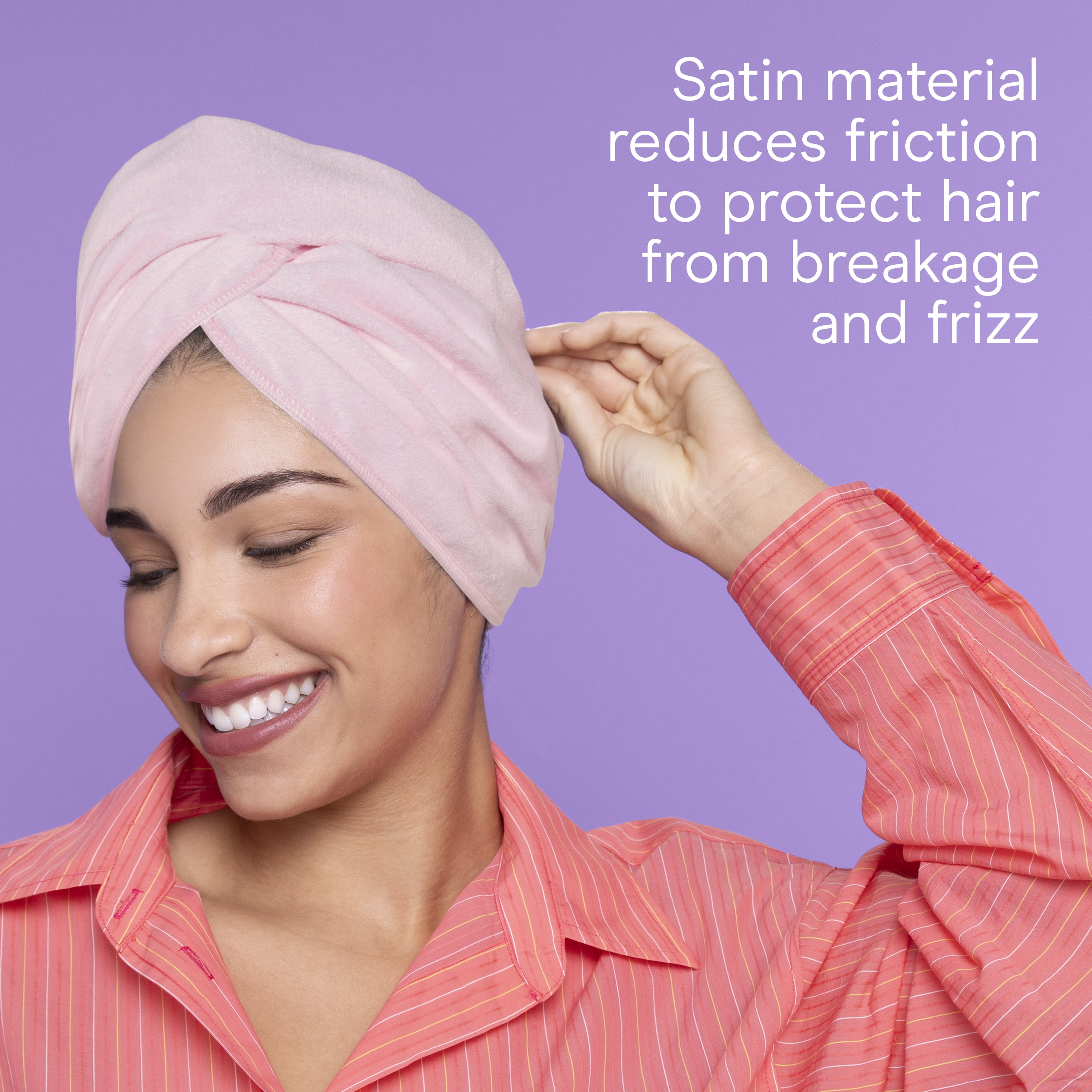 Conair 2n1 Reversible Hair Towel, Terry & Satin, Frizz Control, All Hair Types, 1 Count