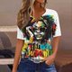 thumbnail image 2 of Blusas de Verano de las Mujeres Casual Gradiente Manga Corta V-Cuello Superior, Ligera Imitación de Tela de Estante para la Primavera Y el Verano Diario Y de Fiesta, 2 of 5