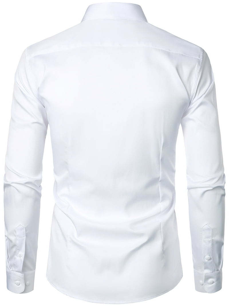 crew neck dress shirts for men HOOD CREW Men's Casual Long Sleeve Dress Shirt Button Down Turn Down Collar Pure White 3XL