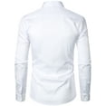 thumbnail image 2 of Hood Crew Men's Casual Dress Shirts Long Sleeve Button Turn Down Shirts Pure Color White 3XL, 2 of 5