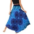 thumbnail image 4 of SWSMCLT Women's Boho Maxi Skirt Summer Beach Coverup Dress Flowy Swing Long Skirts Elastic Front Tie Waist Flowy Smocked High Waisted Pleated High Low Bright Blue Patterned5 Small-X-Large, 4 of 5