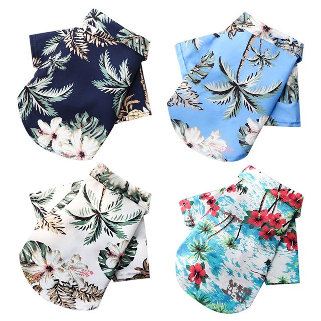 Camisetas hawaianas con estampado de playa para mascotas, perros y gatos, lindas para perros pequeños a medianos, chaleco fresco de verano, camisa de campamento, ropa (XL, 4 unidades) JM