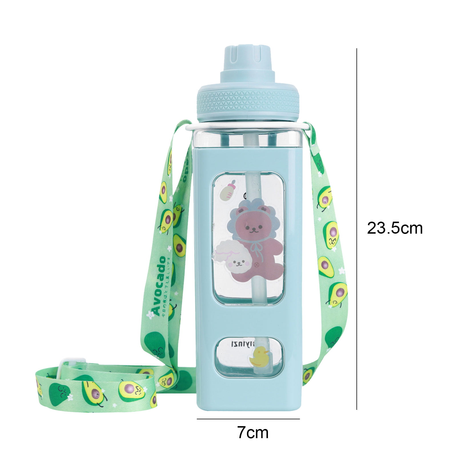 Kawaii Jumbo Plastic 2000ml Water Bottle With Time Marker & Straw – Kawaiies