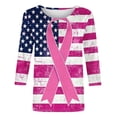 thumbnail image 7 of Nfurl Breast Cancer Shirts for Women Pink Ribbon Print Loose Casual 3/4 Sleeve T Shirts Inspirational T-shirts Breast Cancer Awareness Clothes Pink,L, 7 of 7