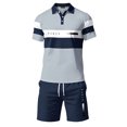 thumbnail image 4 of Men's 2-Piece Short Sleeve Polo Shirt and Shorts Set Letter Graphic Casual Summer Outfit for Daily Wear, 4 of 4