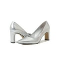 thumbnail image 5 of Ritualay Womens Comfort Chunky High Heels Work Pointed Toe Pumps Casual Lightweight Dress Shoes Silver 8, 5 of 9