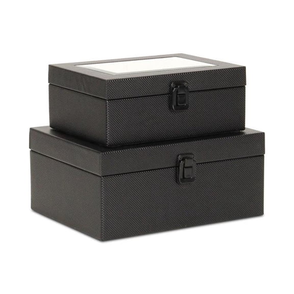Liniva Vinyl Woven Pattern Mirrored Box Set - Black