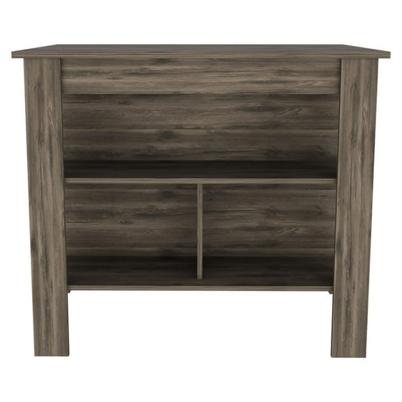 Depot E-Shop Delos Kitchen Island With 3 Open Shelves, 4 Legs, Dark Brown