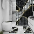 thumbnail image 2 of 4 Piece Marble Shower Curtain Set Gold Crack Line Crystal Geometric Black Gray Bathroom Decorative Rug, 2 of 9