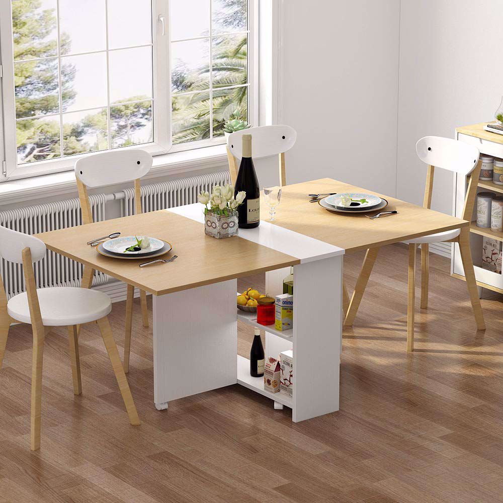 Tribesigns Folding Dining Table, 6 Wheels Movable Dinner Table
