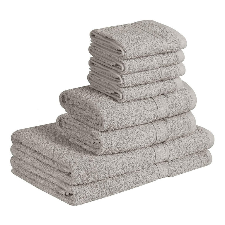 Beauty Threadz 100% Cotton 8-Piece Towel Set - Silver Gray - 2 Bath Towels,  2 Hand Towels, and 4 Washcloths - Super Soft, High Quality, High-Absorbent,  and Fade-Resistant. (400 GSM) 