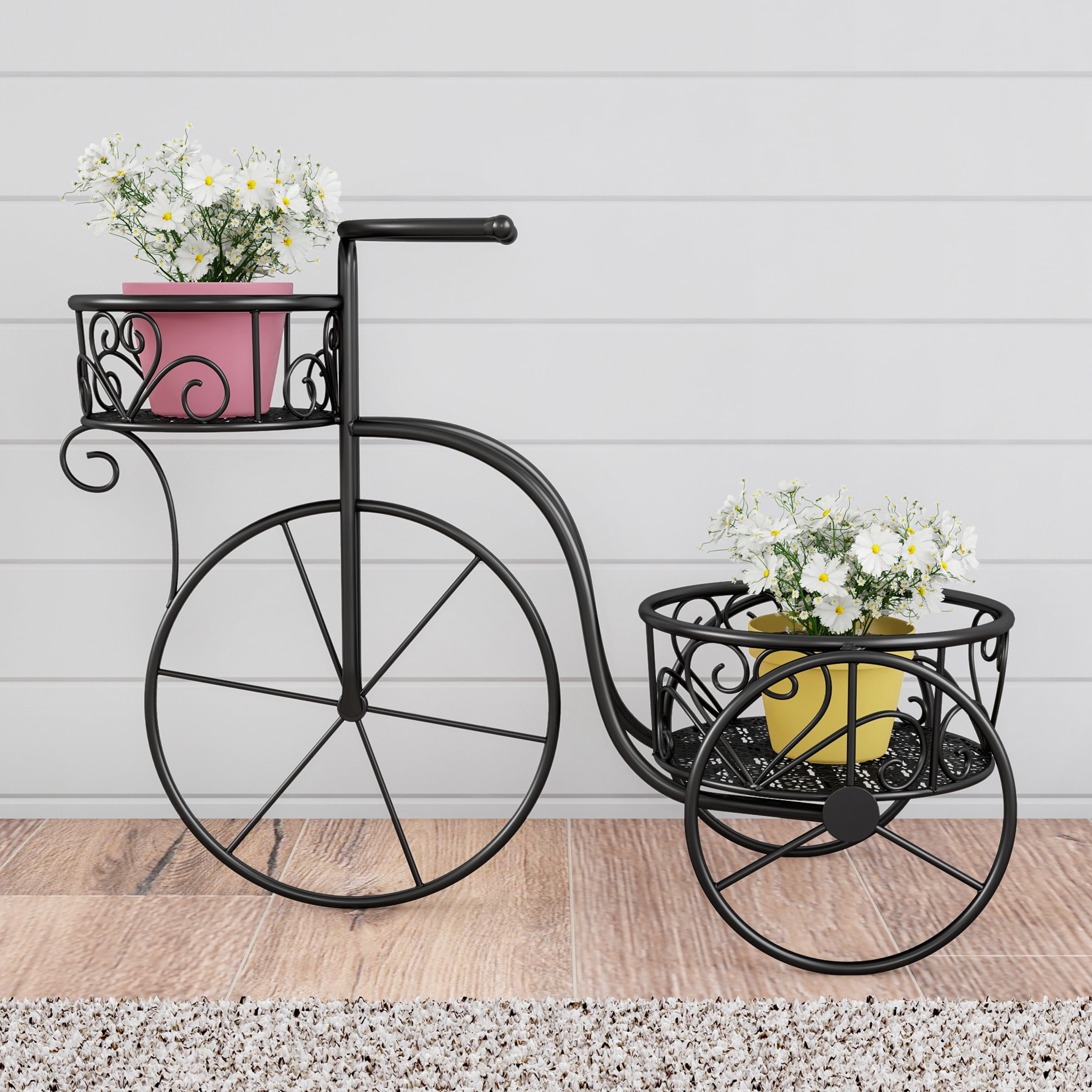 Wrought Iron Antique Bicycle Plant Stand Patio Garden Indoor Outdoor Home Decor 
