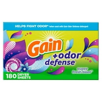 Gain Fabric Softener Dryer Sheets  Odor Defense, Super Fresh Blast Scent, 180 Count