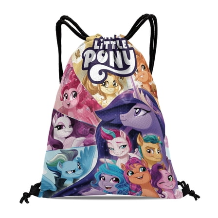 Drawstring Backpack for My Little Pony Sackpack Adults Women Men Party Favor Bags Sports for Swimming Gym Travel Hiking Camping Tote Bag 11.8 × 15.7 in
