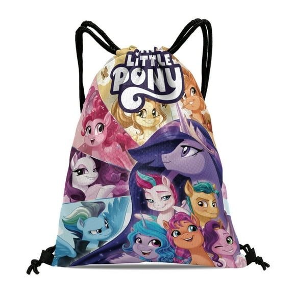 Drawstring Backpack for My Little Pony Sackpack Adults Women Men Party Favor Bags Sports for Swimming Gym Travel Hiking Camping Tote Bag 11.8 × 15.7 in