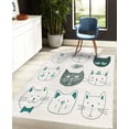 thumbnail image 4 of Cat Decorative Rug, Pets Moustache Bow Tie Hat Crown Fluffy and Fish Humor Faces Graphic, Quality Carpet for Bedroom Dorm and Living Room, 6 Sizes, Dark Teal, by Ambesonne, 4 of 4