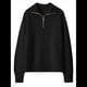 thumbnail image 2 of Suéter de Otoño para Mujer, de Larga, con Cremallera de 1/4, Sudadera Holgada de Punto Acanalado con Abertura. Negro M, 2 of 4