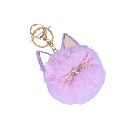 

TureClos Cute Keychain Modern Pattern Fashion Auto Key Ring Portable Simple Pendant Artificial Fur Buckle Party Birthday Gifts DIY Light Purple