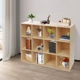 thumbnail image 4 of 12 Grid Log Color Solid Wood Lattice Cabinet 120x30x90cm Deepened Storage Shelf Floor-to-wall Shelf, 4 of 10