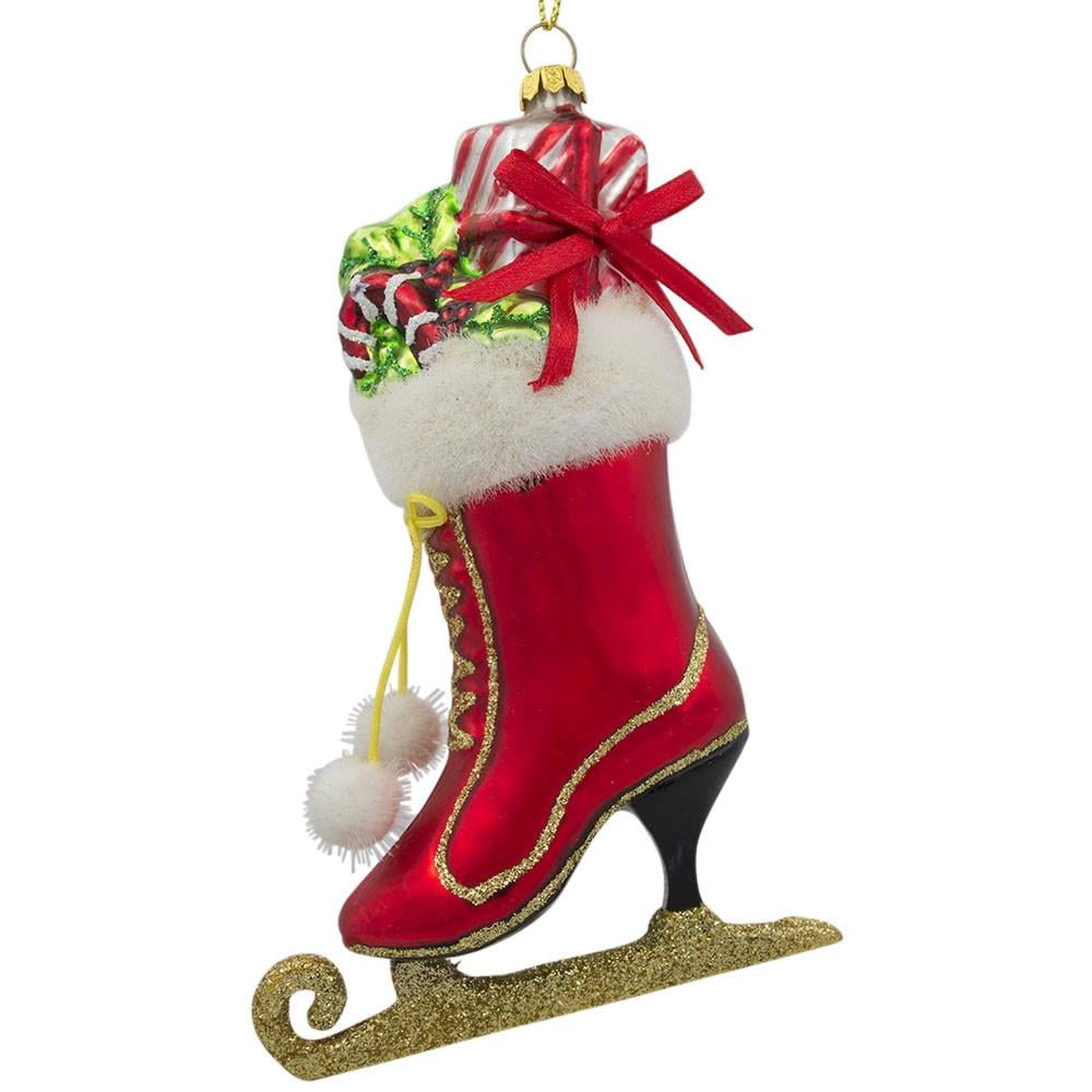 BestPysanky Ice Skating Gifts Glass Christmas Ornament 5 Inches