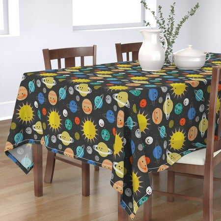 

Cotton Sateen Tablecloth 90 Square - Solar System Space Planets Galaxy Stars Nursery Celestial Print Custom Table Linens by Spoonflower