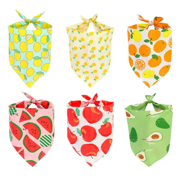 Bandanas para perros, paquete de 6 pañuelos para perros con diseño de frutas hawaianas de primavera y verano, pañuelos para perros, pañuelos para perros, regalos para niños y niñas, gatos