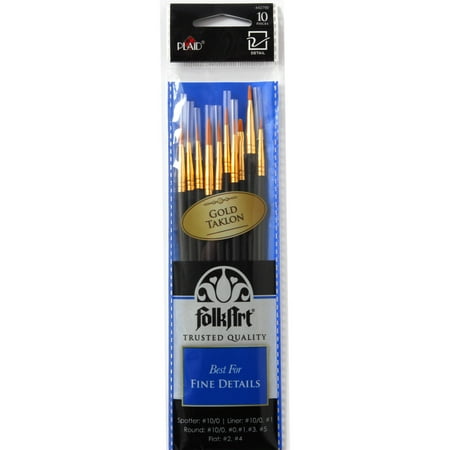 Plaid Detail Round Brush Set, 10 Piece