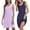 A4-Navy&Light Purple, variant on ANLIQI Bamboo Nightgown for Women Sleeveless SleepShirt V Neck Nightshirt Comfy SleepShirt Casual Pajama Dress(Black&Grey,L)