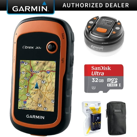 Garmin eTrex 20x Handheld GPS (010-01508-00) with 32GB Accessory Bundle Includes, 32GB Memory Card, LED Brite-Nite Dome Lantern Flashlight, Carrying Case & 4x Rechargeable AA Batteries w/